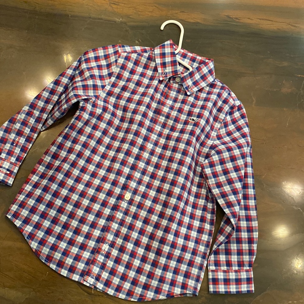 Vineyard vines red white and blue plaid shirt size 4T